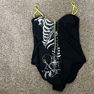 Iron Fist Black and White Skeleton One Piece with Neon Accents